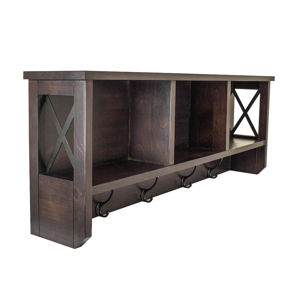 Decorative Coat Rack and Storage Accent Rack in Espresso