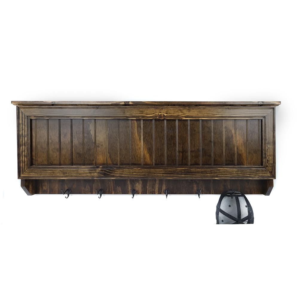 American Furniture Classics Model LRGCRDW Large Wall Hanging Coat Rack in Dark Walnut with Secret Locking Gun Concealment