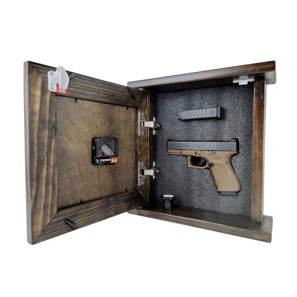 American Furniture Classics Model CLOCKDW Mantel Clock in Dark Walnut Veneer with Secret Compartment