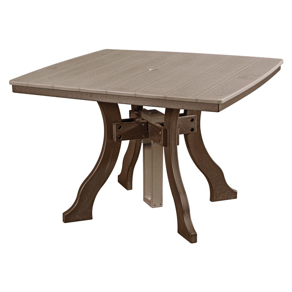 Dining Height Square Table in Weatherwood with a Tudor Brown Base