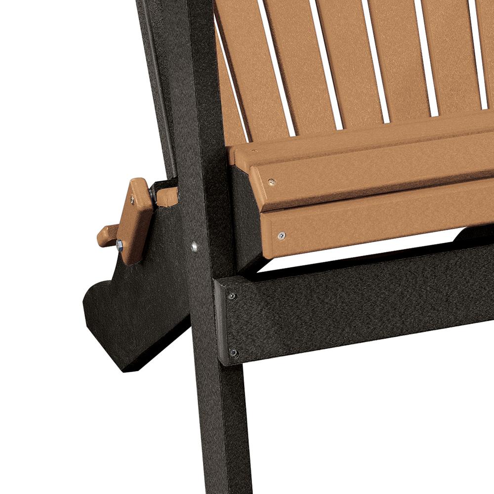 OS Home and Office Model 519CBK Fan Back Folding Adirondack Chair in Cedar with a Black Base