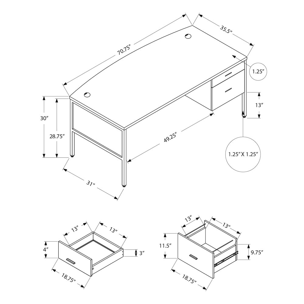 Contemporary Computer Desk in Grey