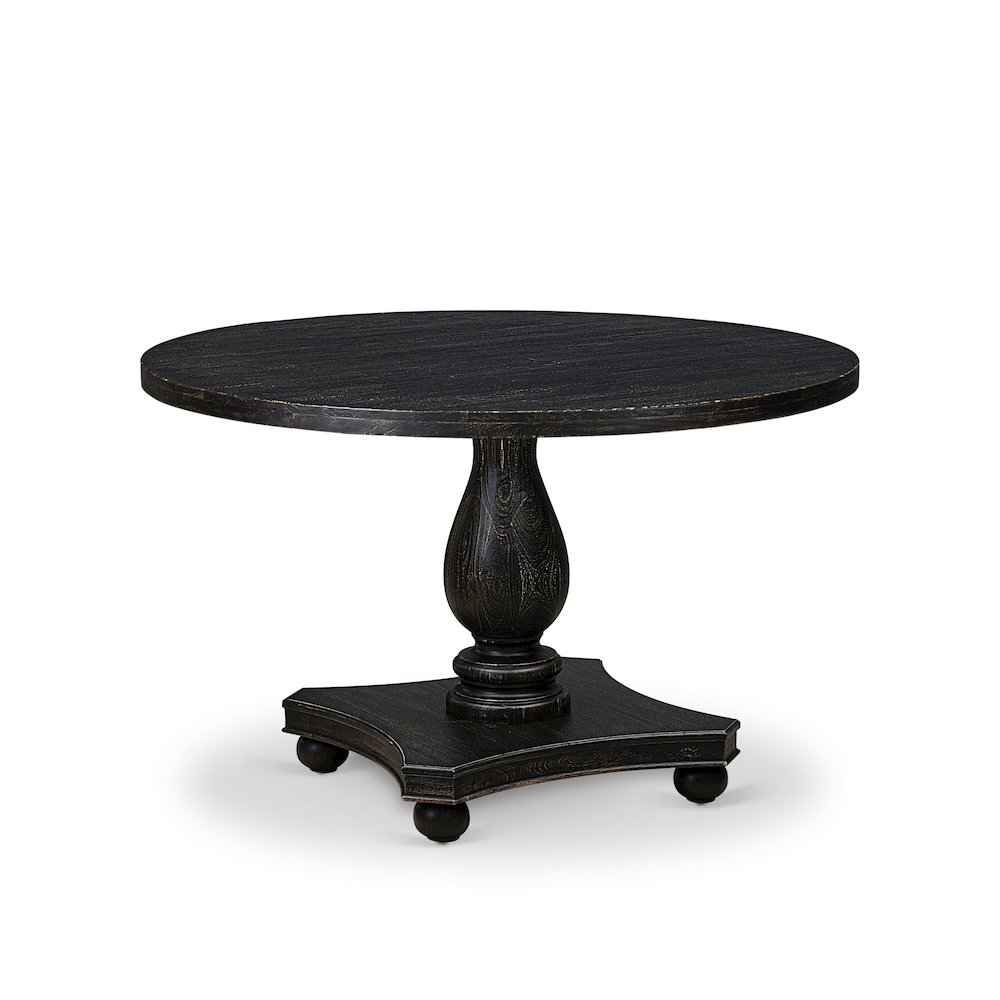 5 Piece Dining Table Set Includes 48″ Round Table In Burgandy Color