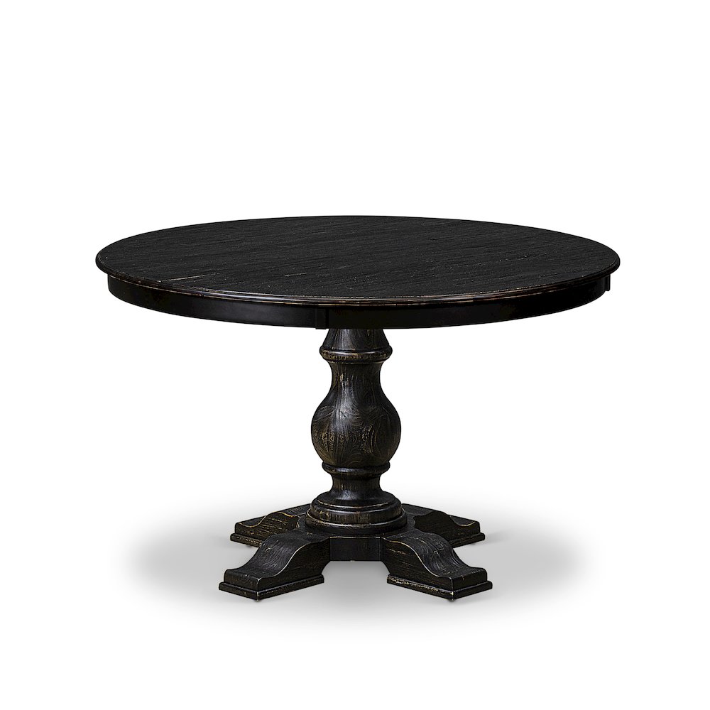 7 Piece Dining Table Set Includes 48″ Round Table In Burgandy Color