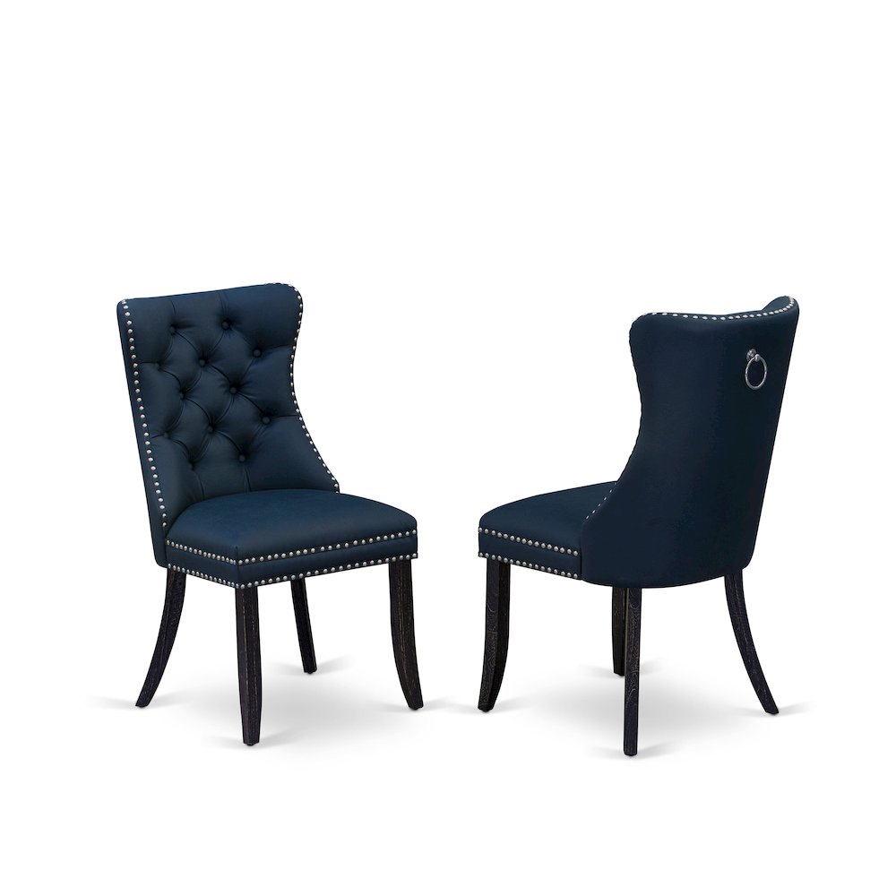 5 Piece Dining Table Set Includes 48″ Round Table In Navy Blue Color