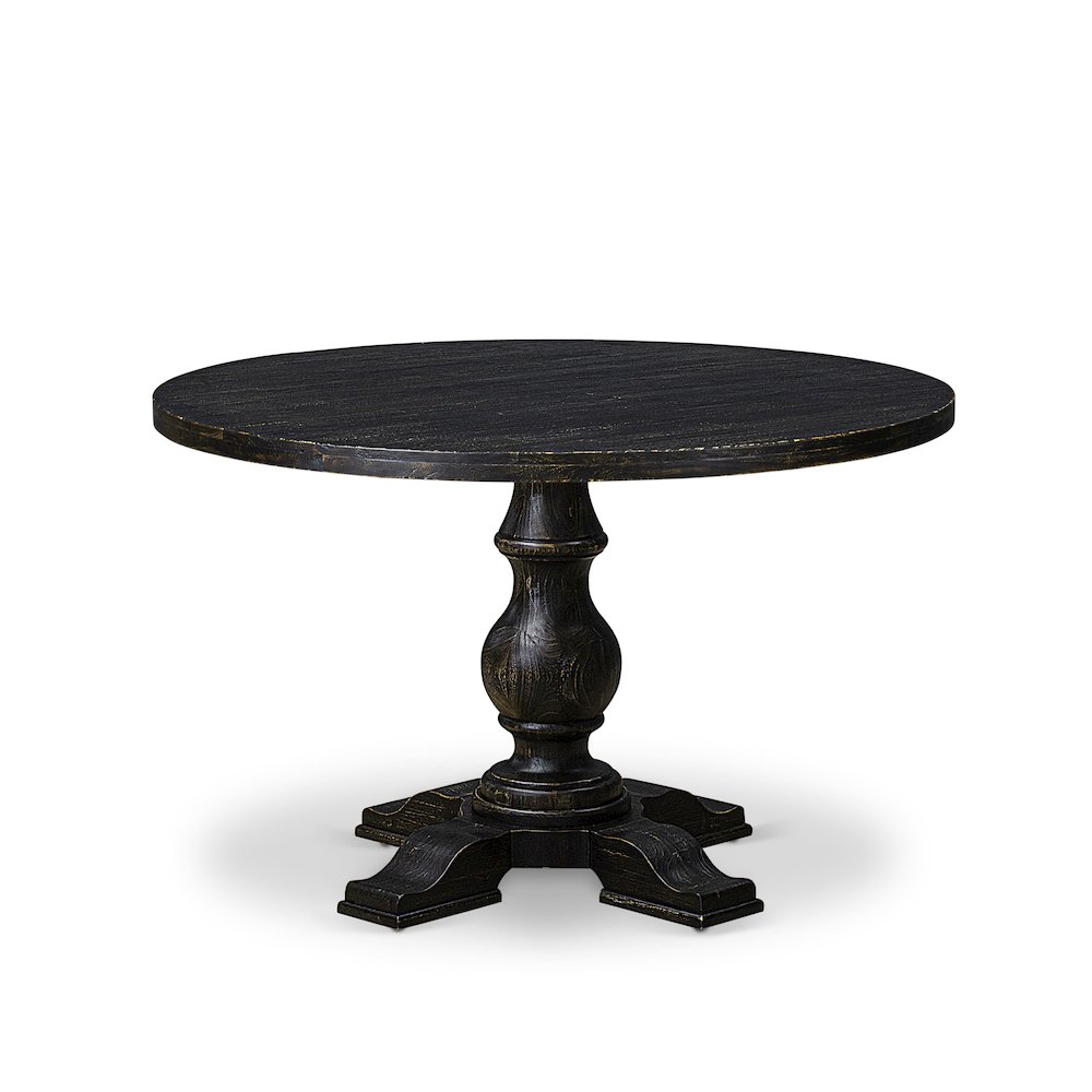 7 Piece Dining Table Set Contains 48″ Round Table In Light Gray Color
