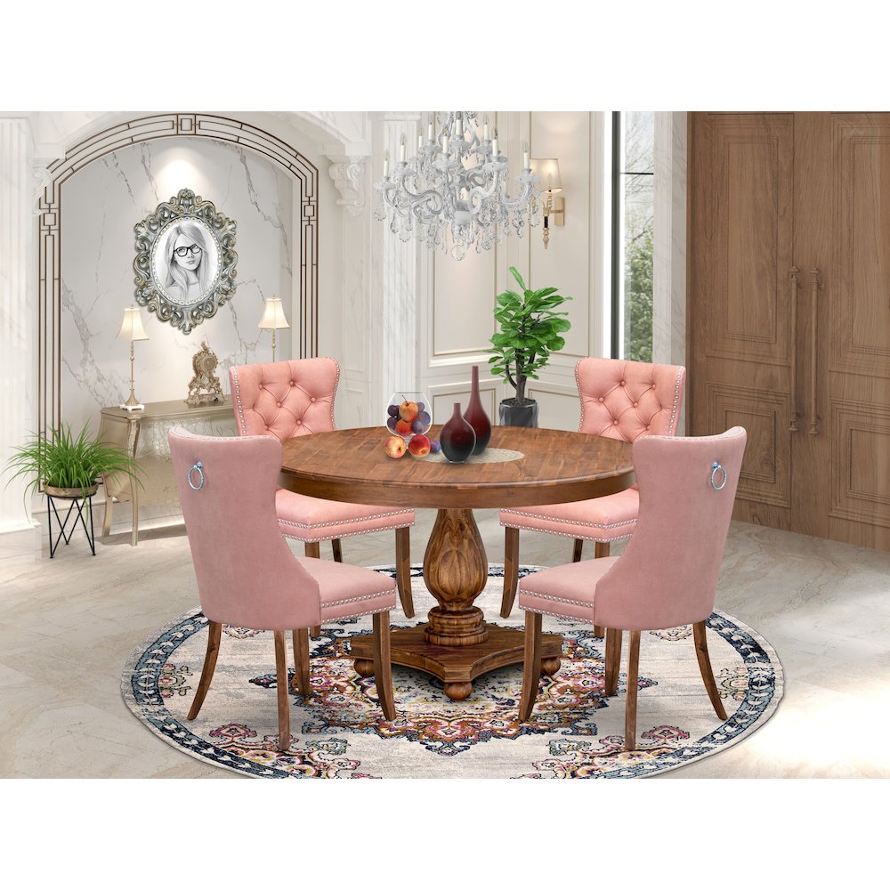 4 Beige Red Parson Chairs