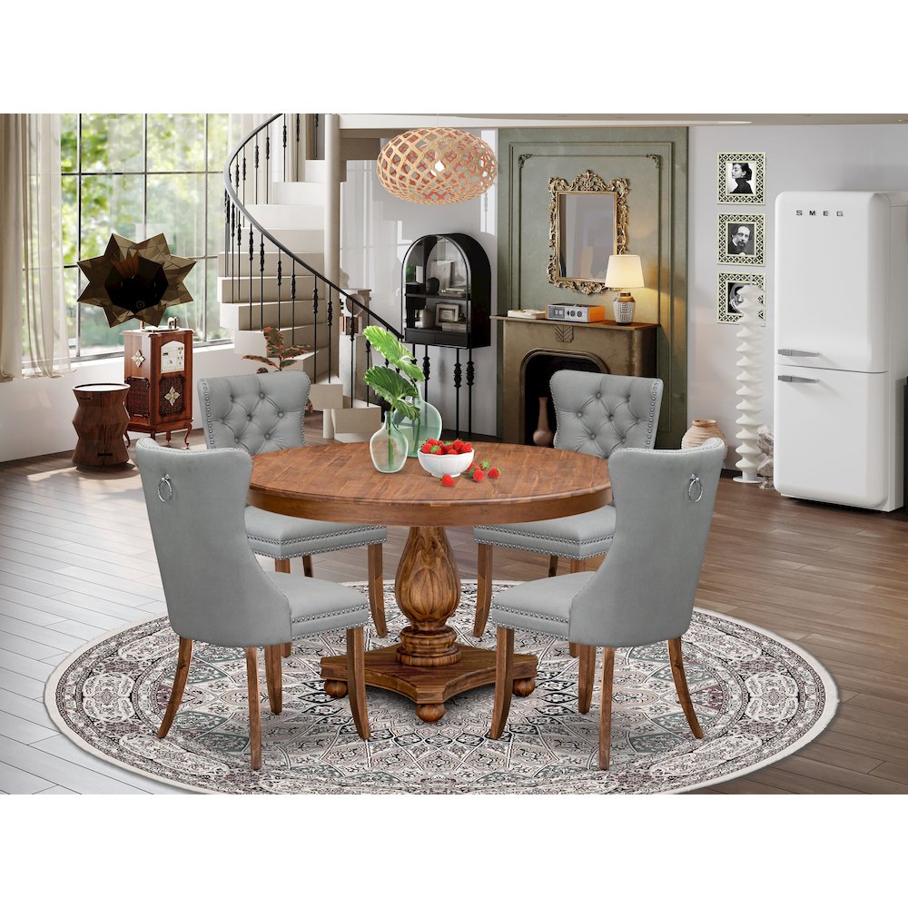 5-Pc Modern Dining Set Consist A Kitchen Table And 4 Light Gray Parsons Chairs