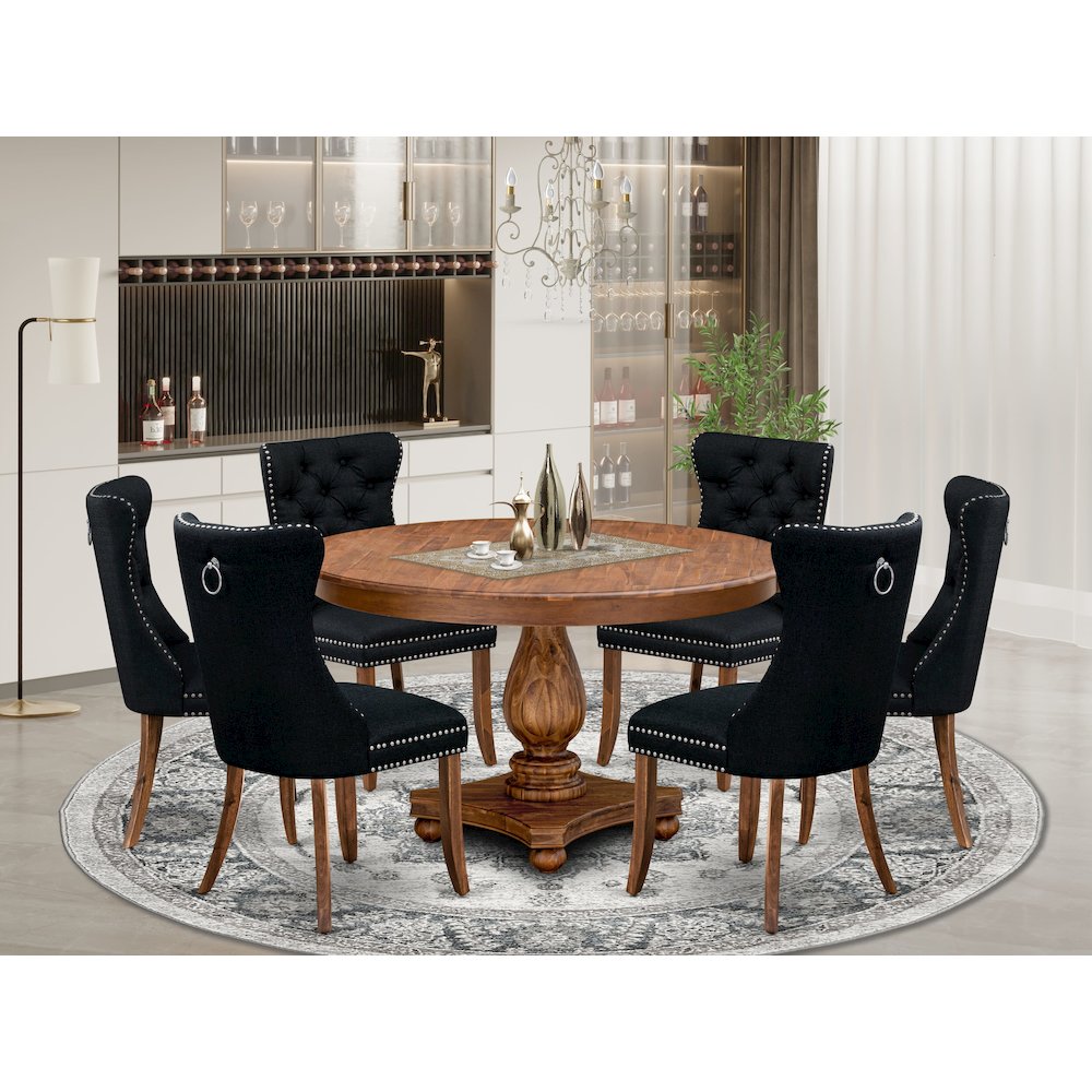 7-Piece Dining Set In Black Color
