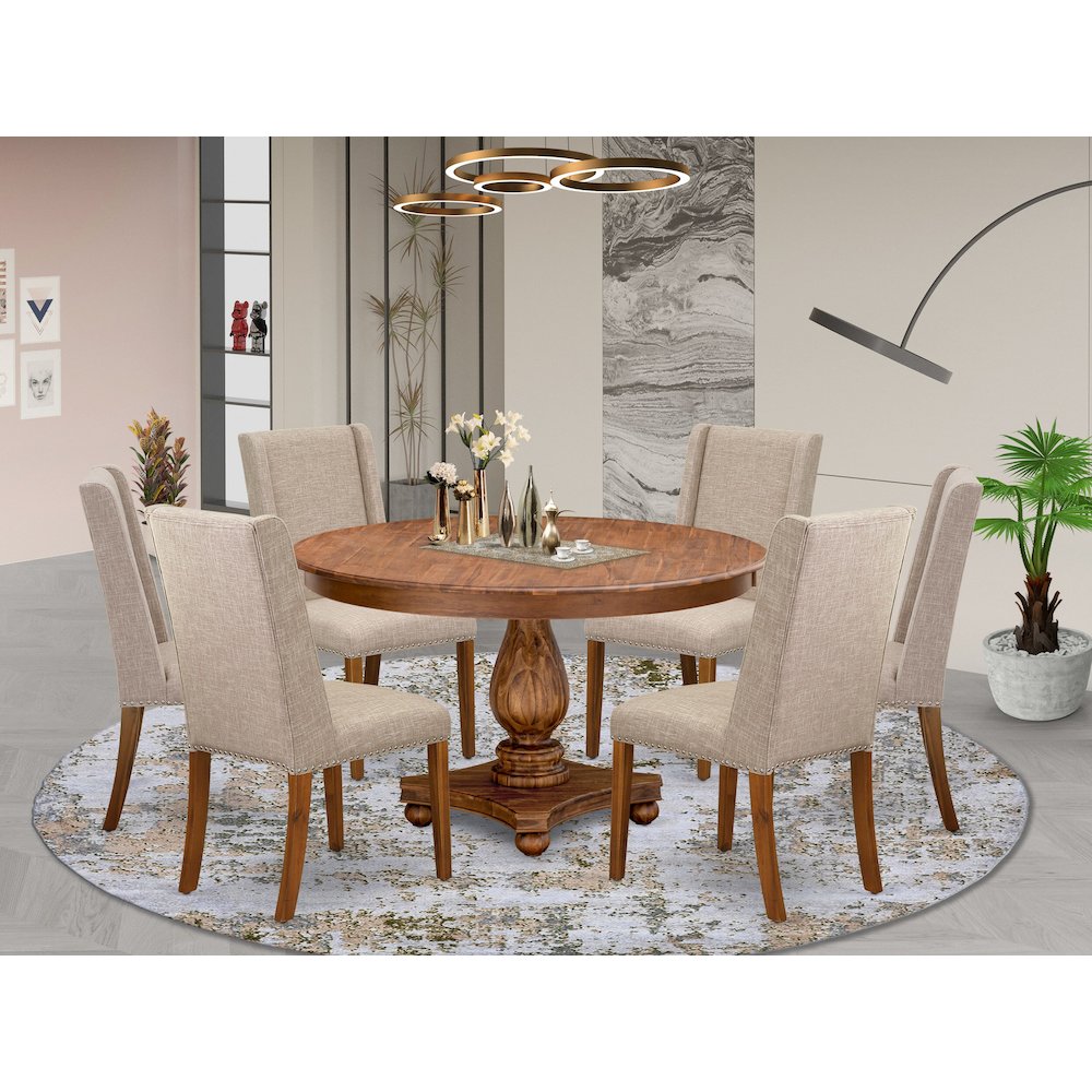 6 Light Tan Fabric Parsons Chair