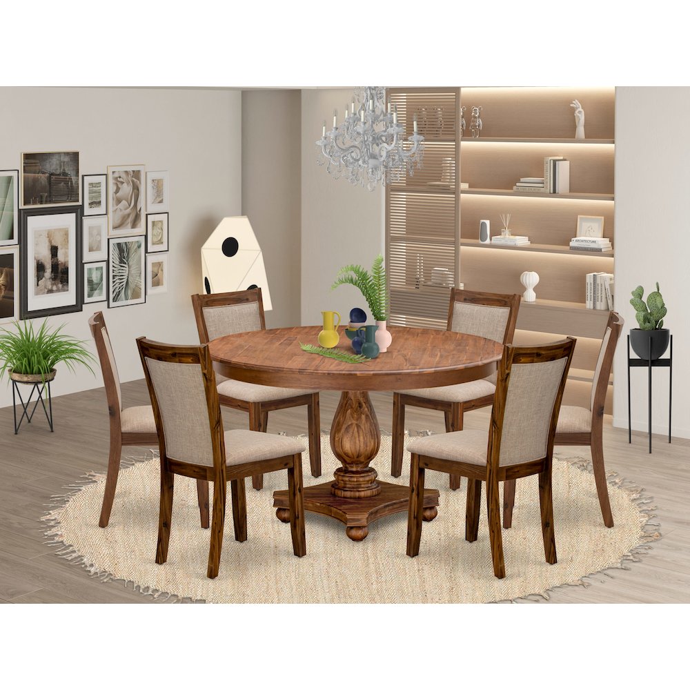 6 Light Tan Linen Fabric Parson Chairs