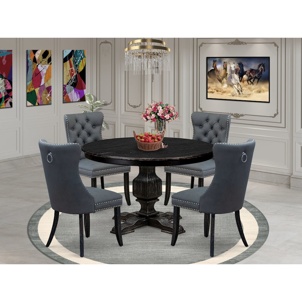 5-Piece Dining Room Set In Platinum Gray Color