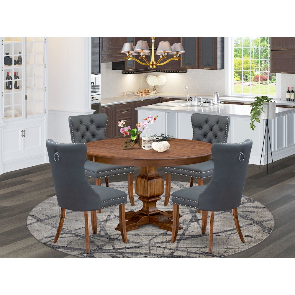 5-Piece Dining Table A Kitchen Table And 4 Platinum Gray Dining Room Chairs