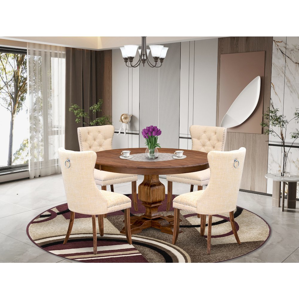 5-Piece Dining Room Set In Light Beige Color