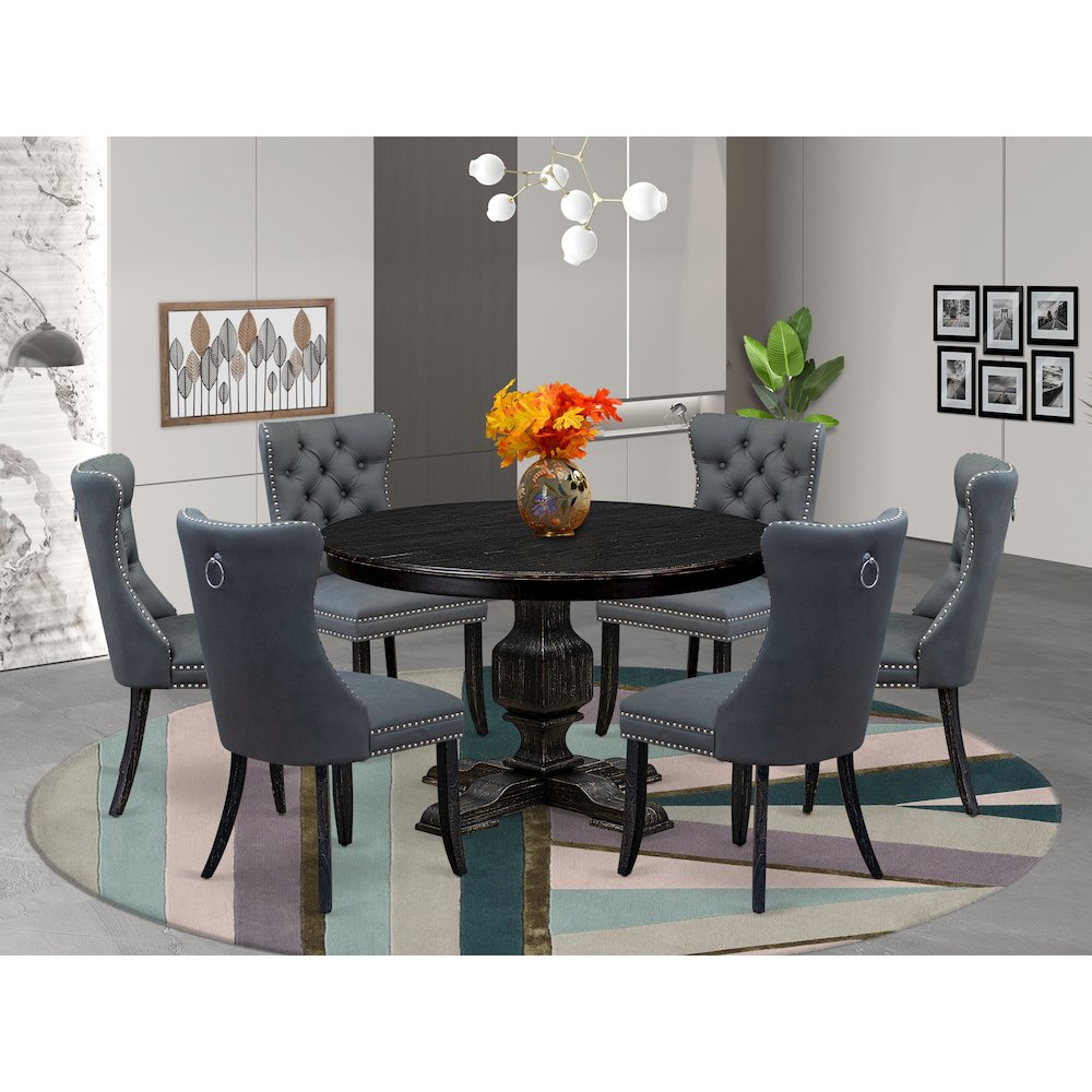 7-Piece Kitchen Table Set In Platinum Gray Color