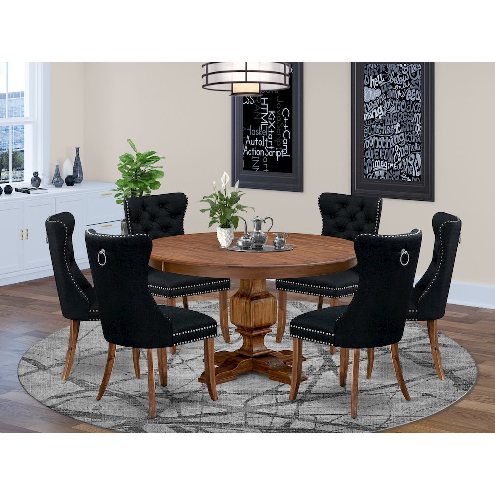 7-Piece Dining Table Set In Black Color