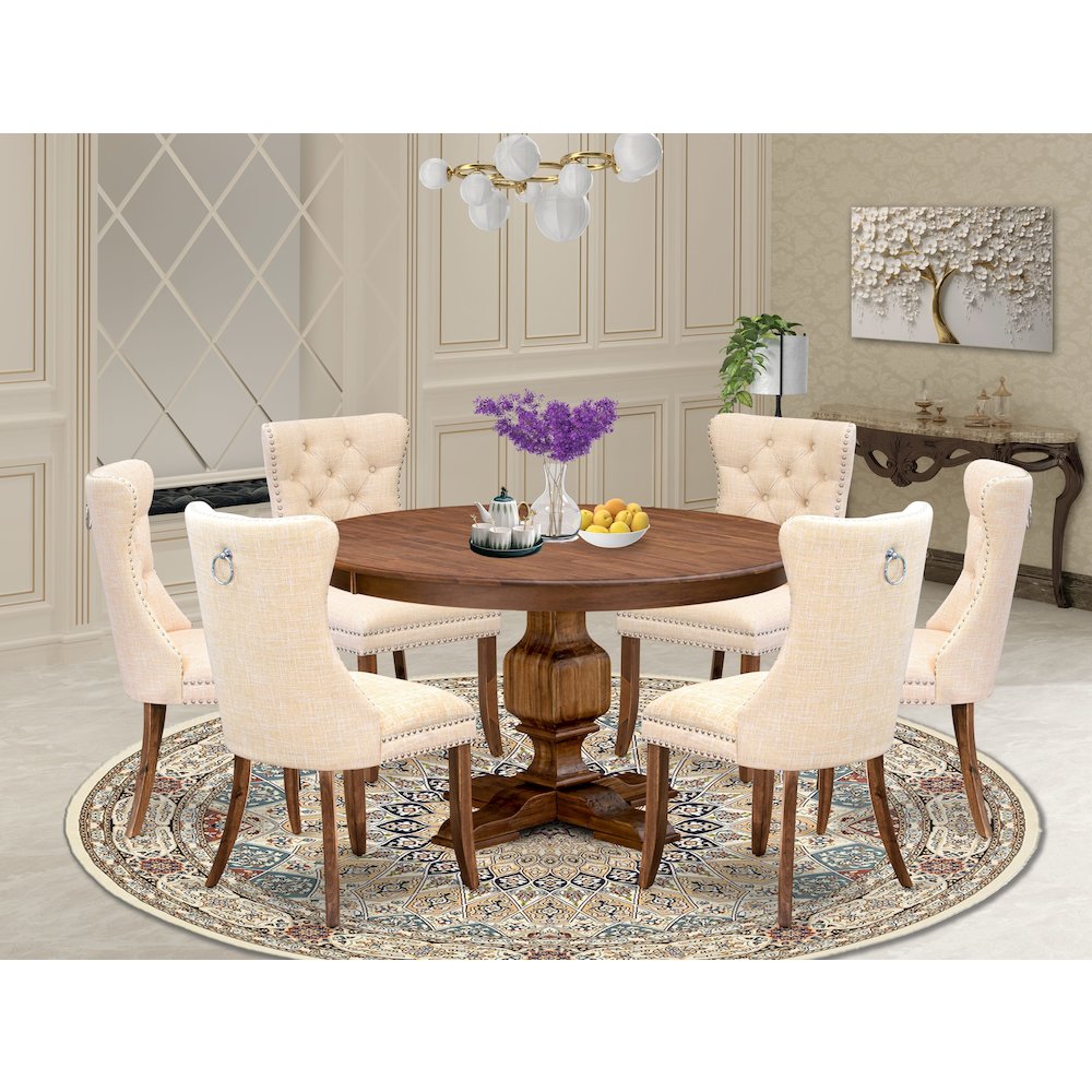 7-Piece Modern Dining Set In Light Beige Color