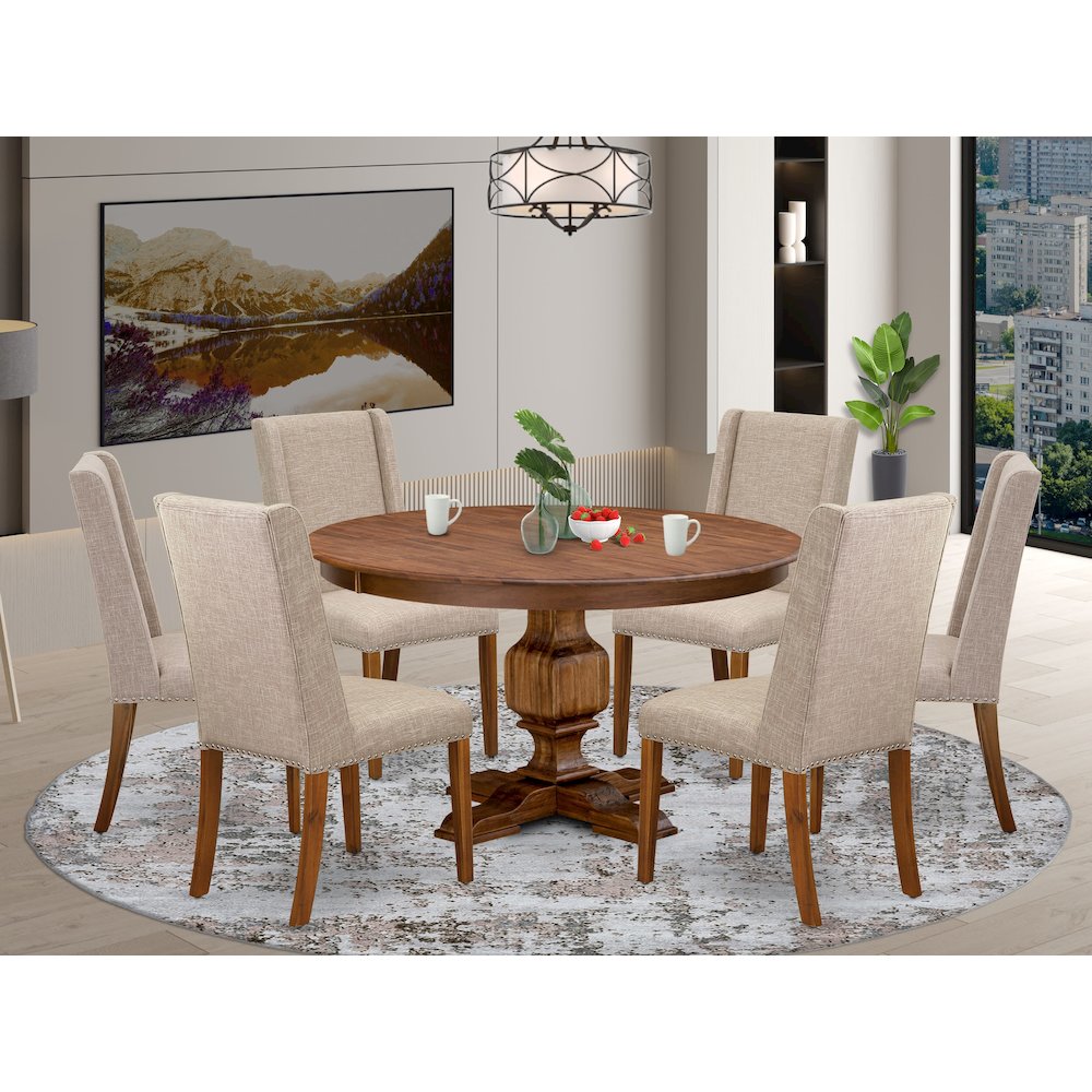 6 Light Tan Fabric Dining Room Chairs