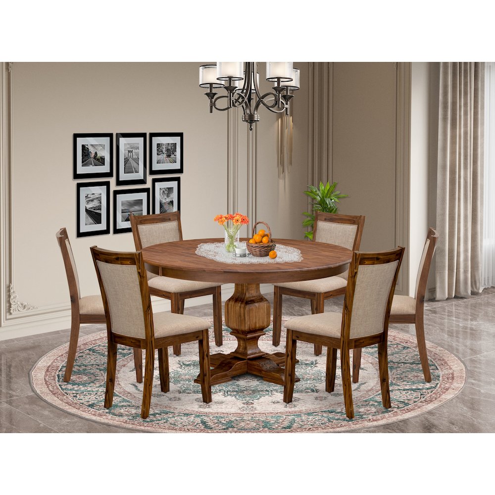 6 Light Tan Fabric Dining Room Chairs