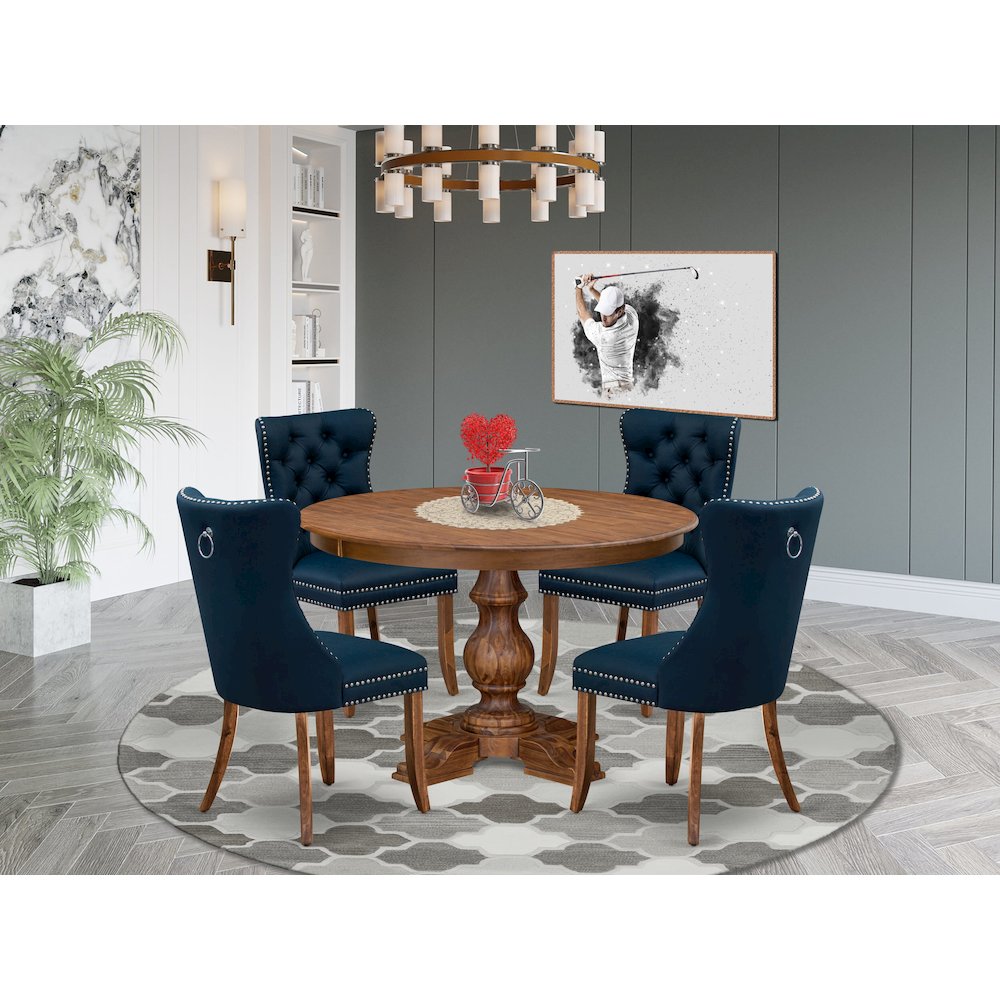 5-Piece Dining Table Set In Navy Blue Color