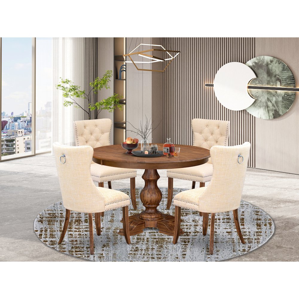 5-Piece Kitchen Table Set In Light Beige Color