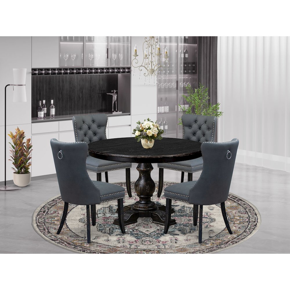 5-Piece Modern Dining Table Set In Platinum Gray Color
