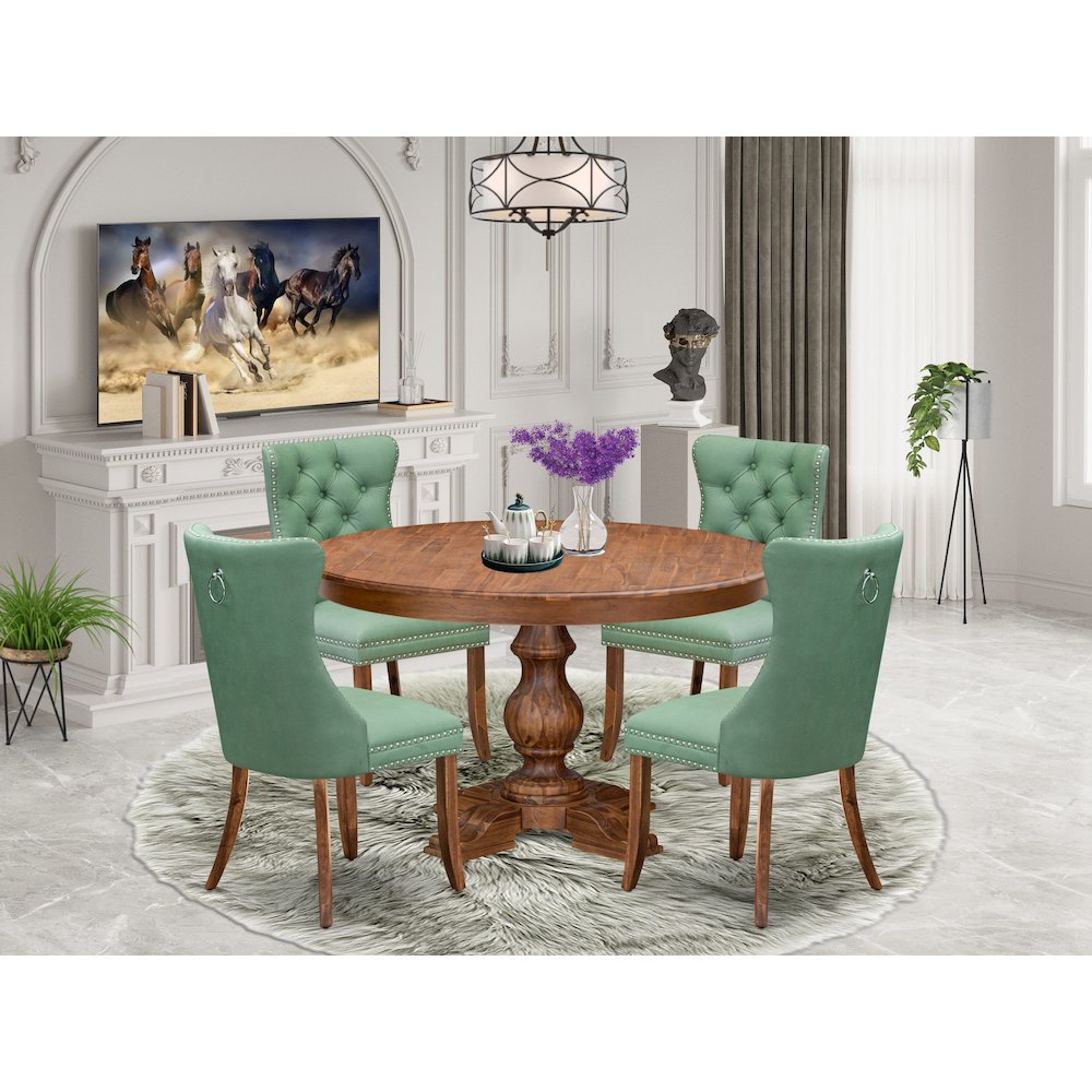 5-Piece Modern Dining Set Include A Dining Table And 4 Willow Green Chairs