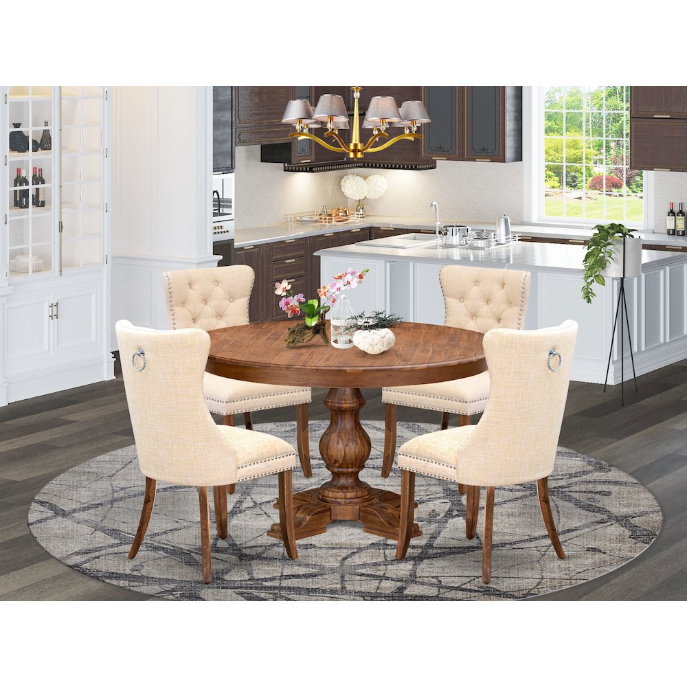 5-Piece Kitchen Table Set In Light Beige Color