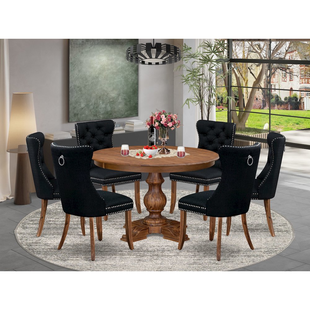 7-Piece Dining Table Set In Black Color