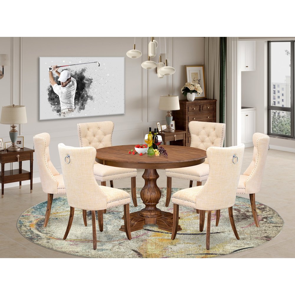 7-Piece Modern Dining Set In Light Beige Color