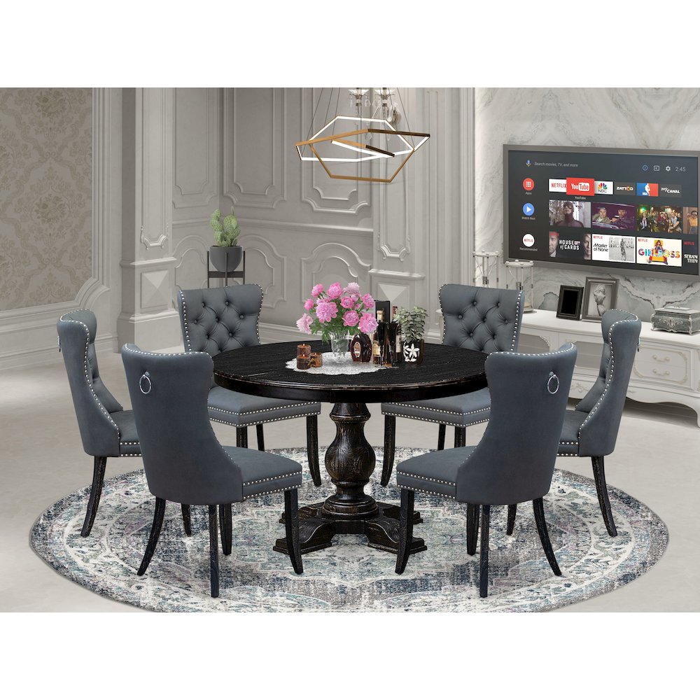 7-Piece Kitchen Table Set In Platinum Gray Color