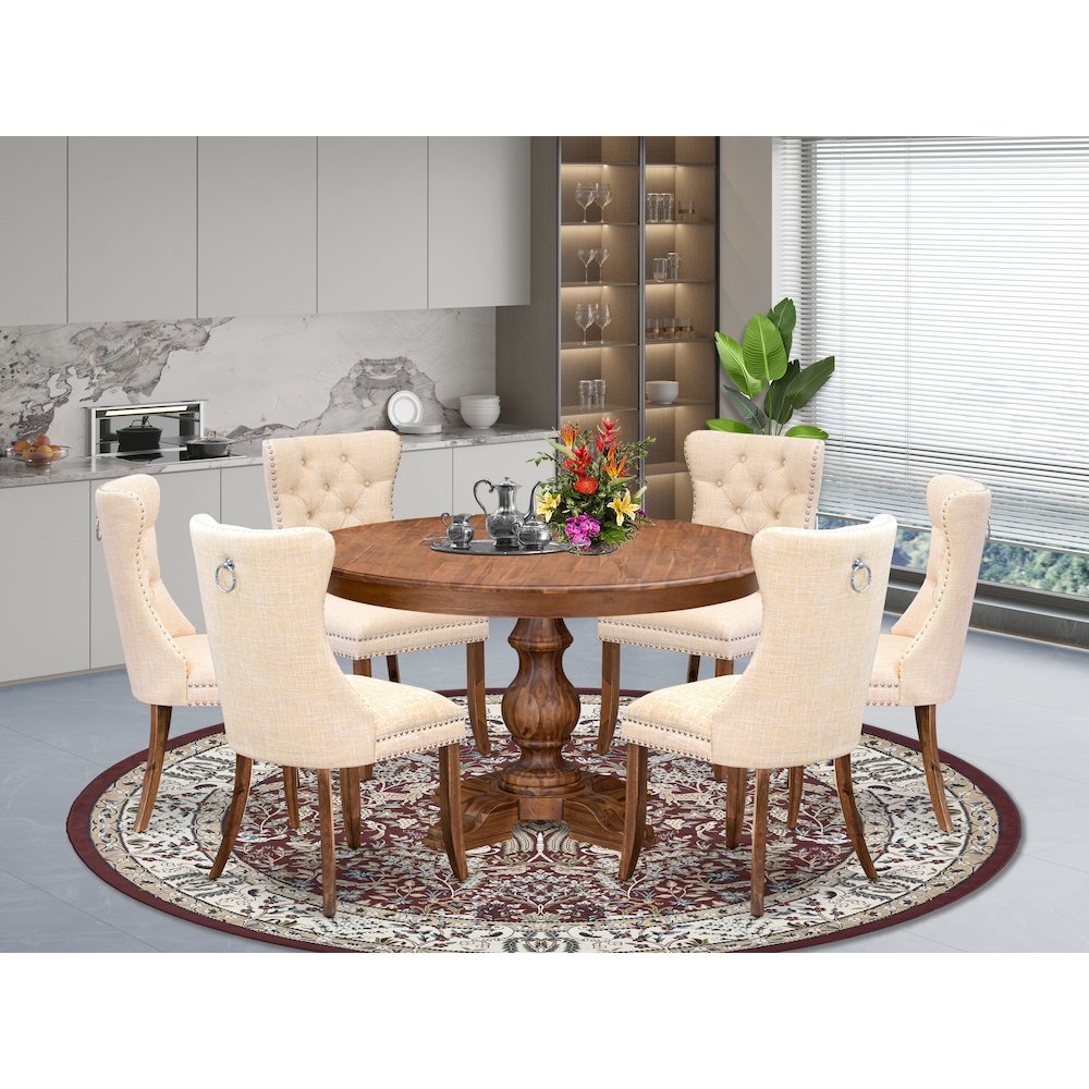7-Piece Dining Set In Light Beige Color