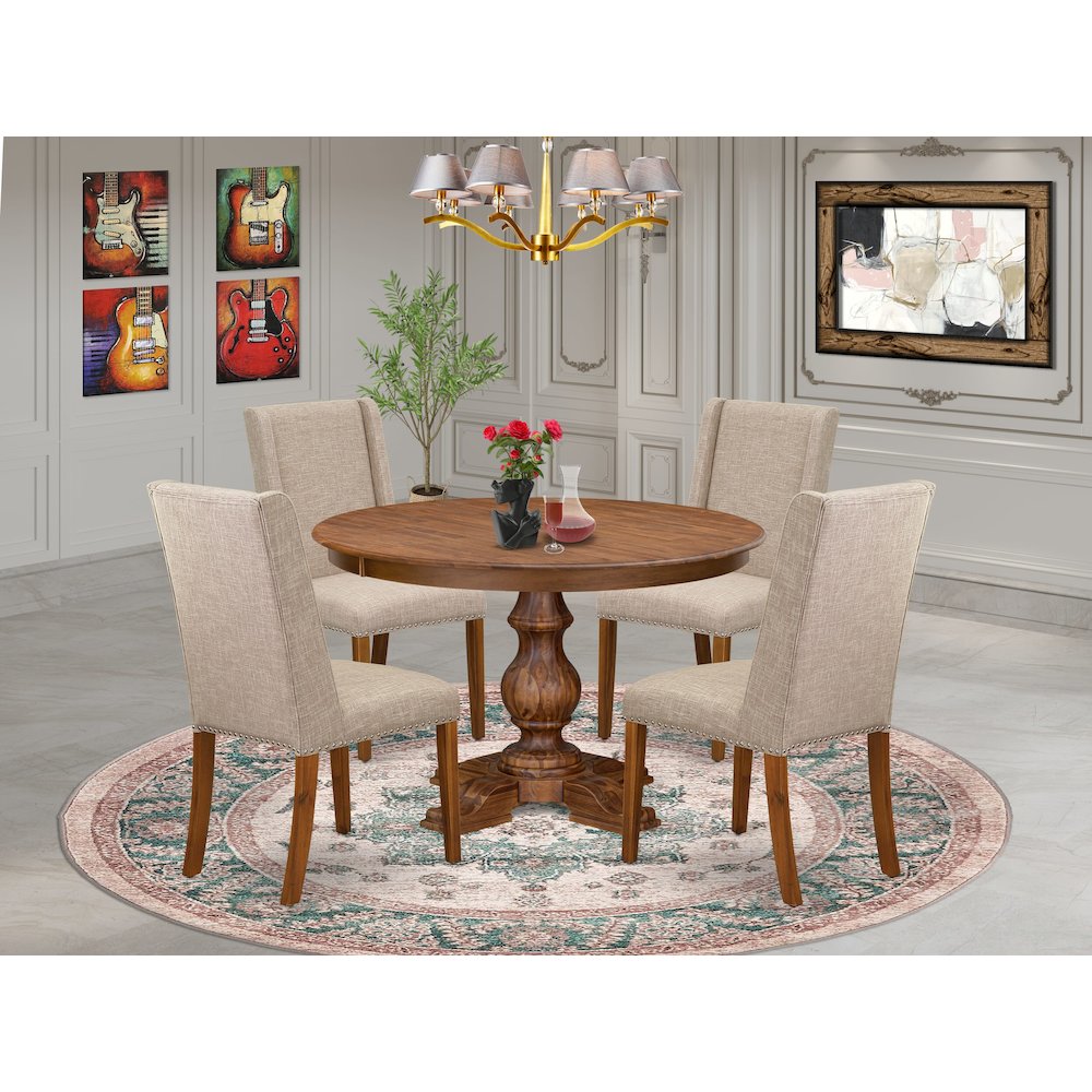 4 Light Tan Fabric Dining Chair