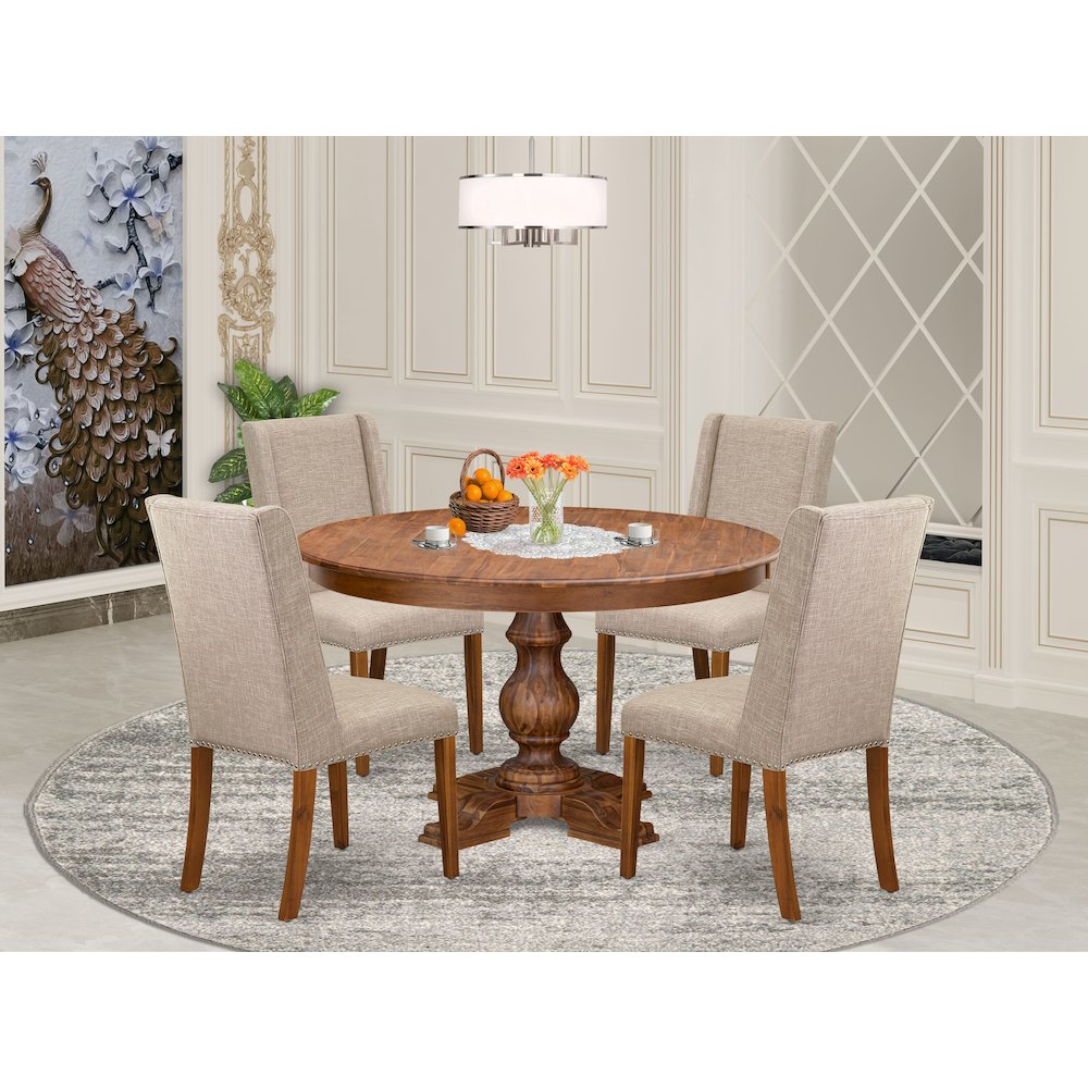 4 Light Tan Fabric Kitchen Chairs