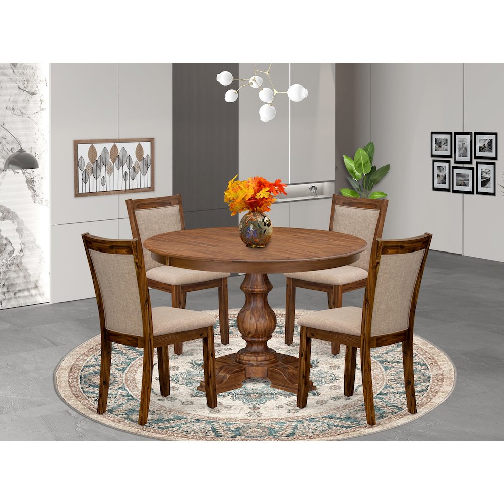 4 Light Tan Linen Fabric Parson Chairs