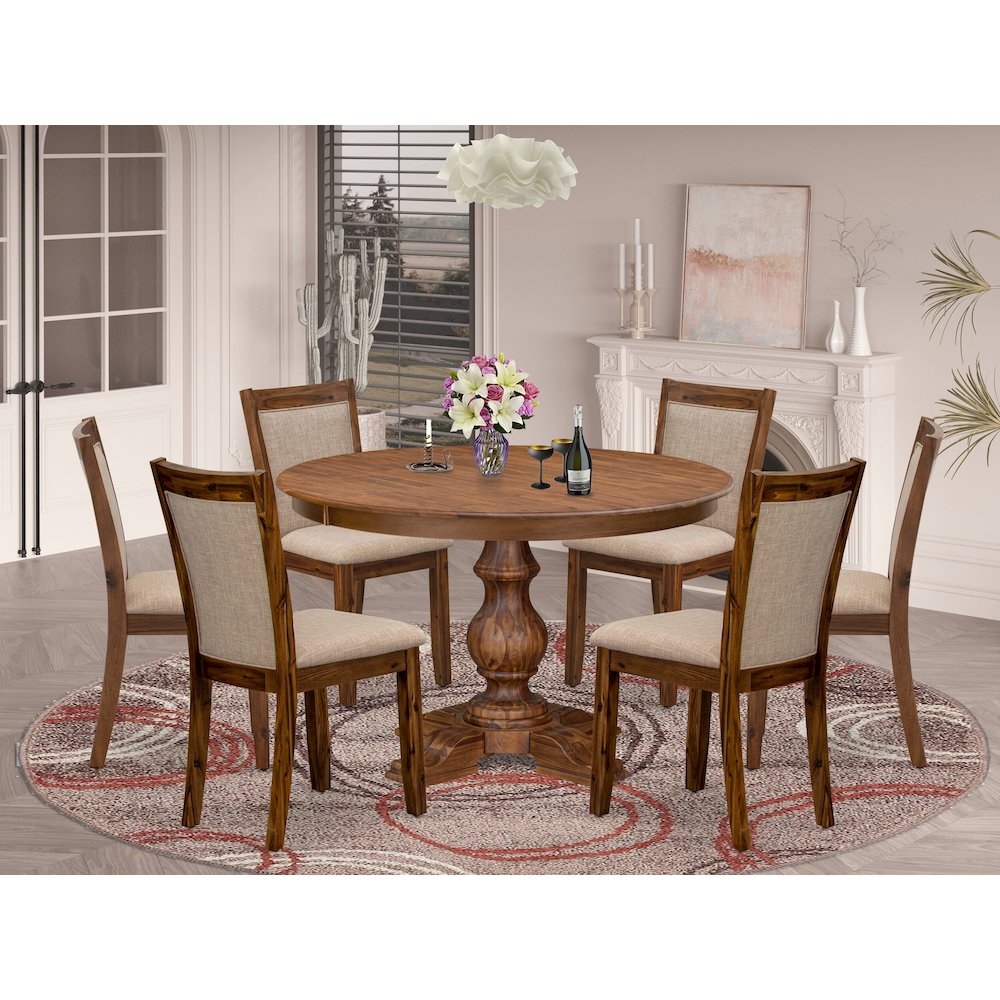 6 Light Tan Fabric Padded Chairs