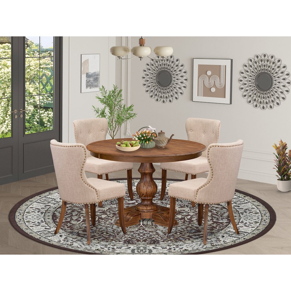 4 Light Tan Fabric Kitchen Chairs