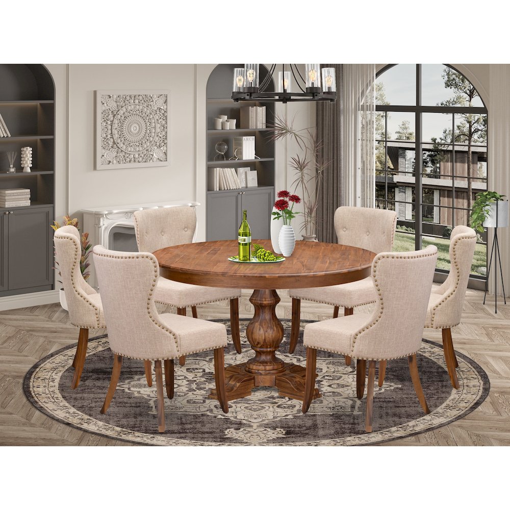 6 Light Tan Fabric Parson Chairs