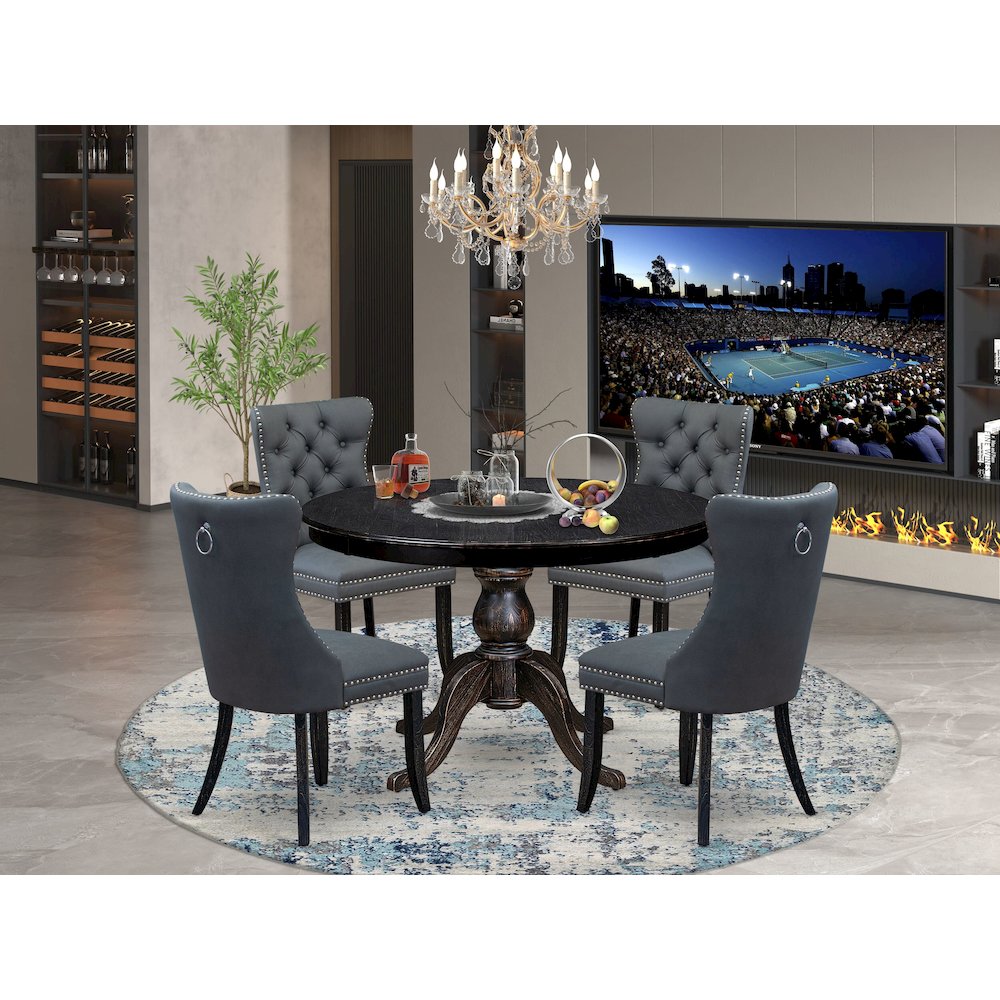 5-Piece Dining Table Set In Platinum Gray Color