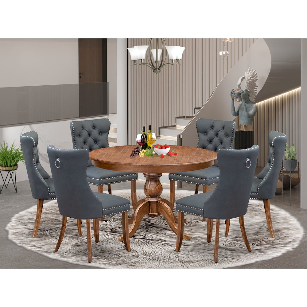7-Piece Dining Table A Kitchen Table And 6 Platinum Gray Dining Room Chairs