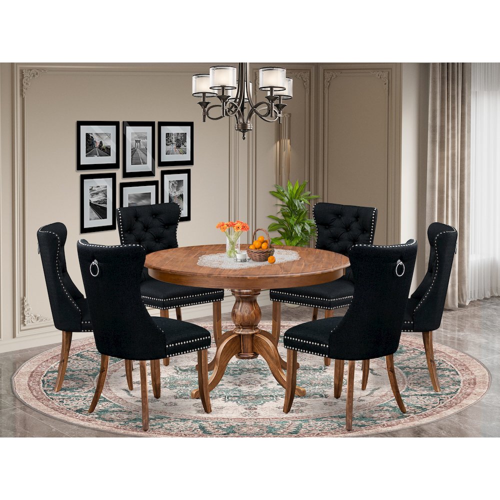 7-Piece Dining Set In Black Color