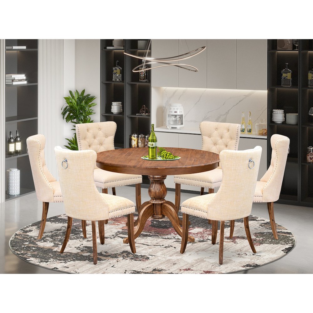 7-Piece Dining Room Set In Light Beige Color