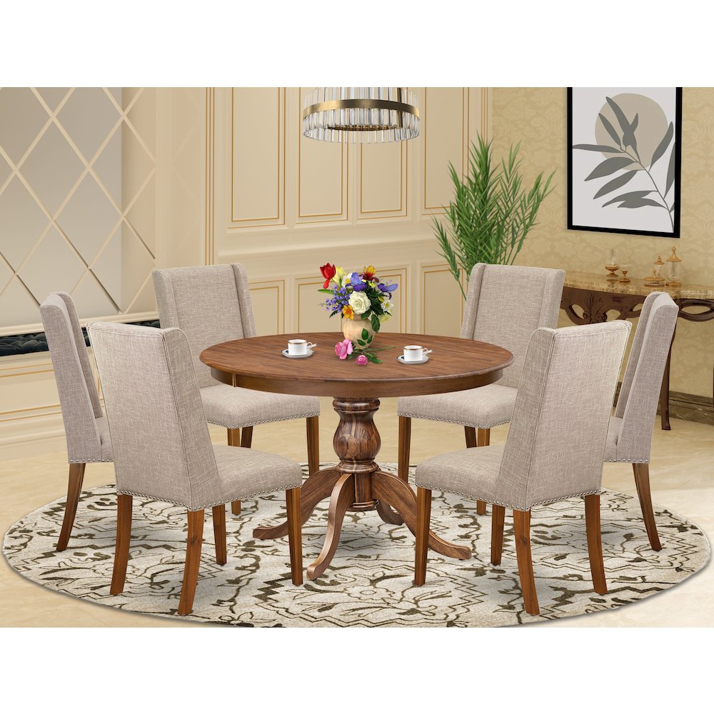 6 Light Tan Fabric Kitchen Chair