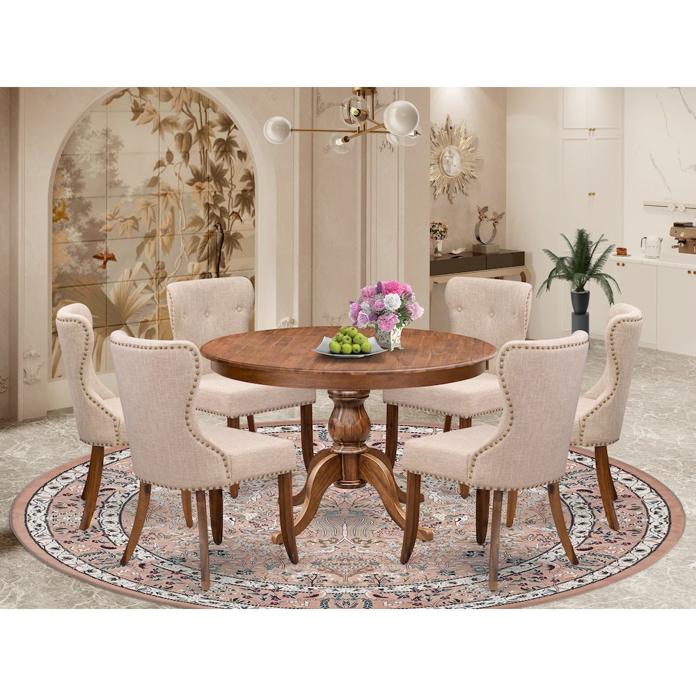 6 Light Tan Fabric Parson Chairs