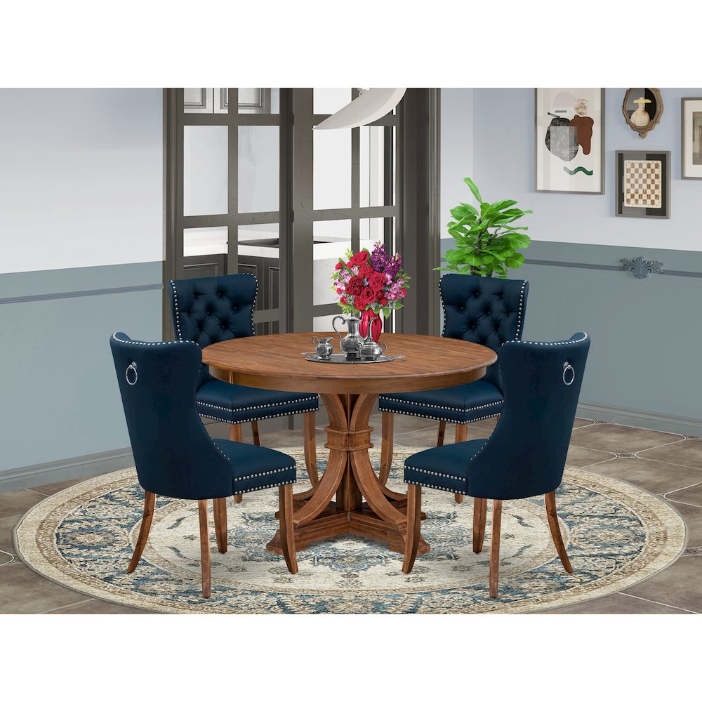 5-Piece Modern Dining Set In Navy Blue Color
