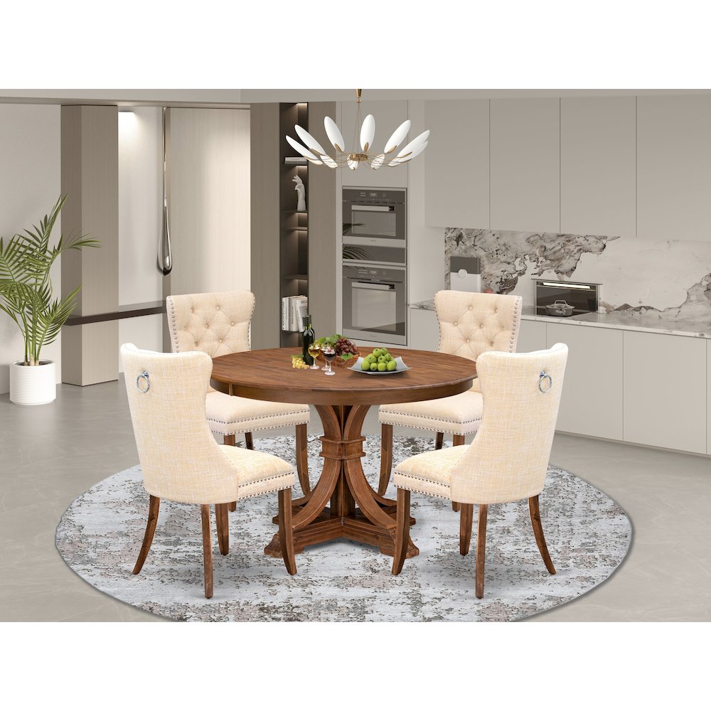 5-Piece Kitchen Table Set In Light Beige Color