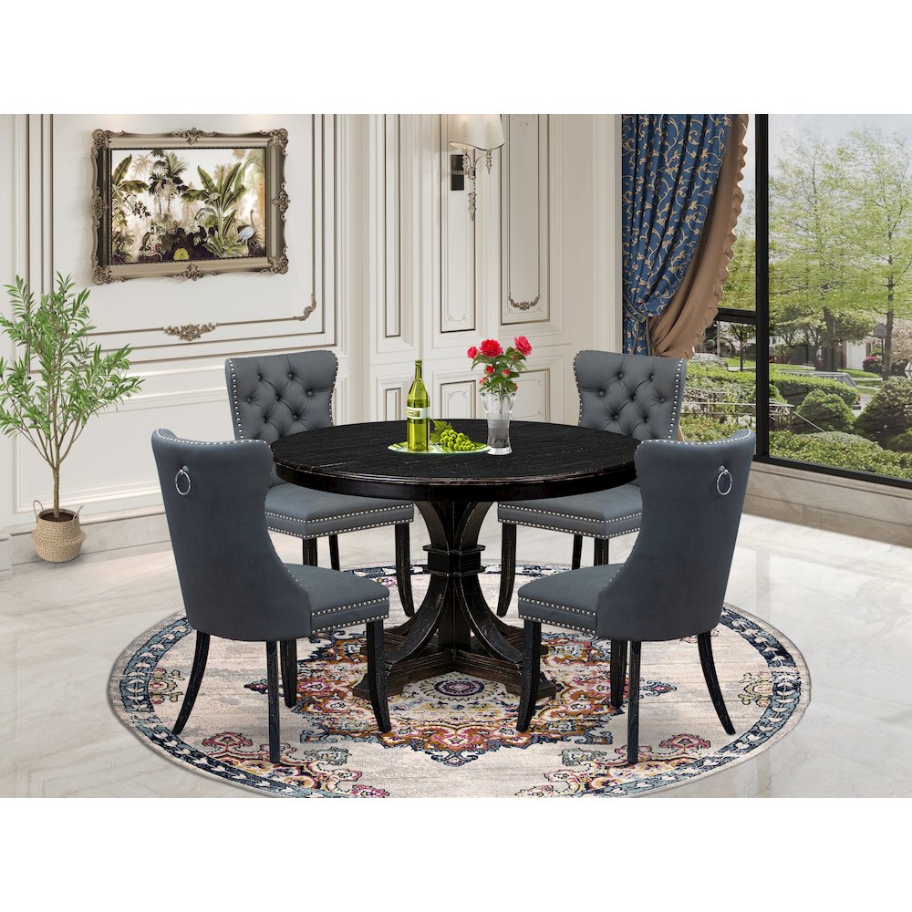 5-Piece Modern Dining Set In Platinum Gray Color
