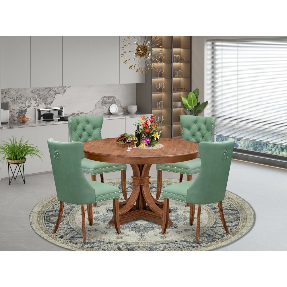 5-Pc Kitchen Table Set Consist A Kitchen Table And 4 Willow Green Parsons Chairs