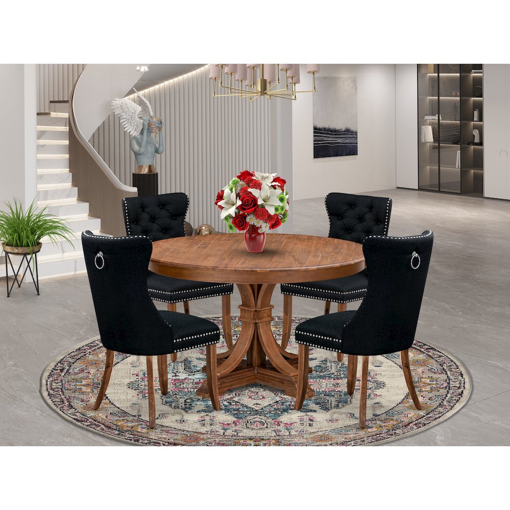 5-Piece Modern Dining Table Set In Black Color
