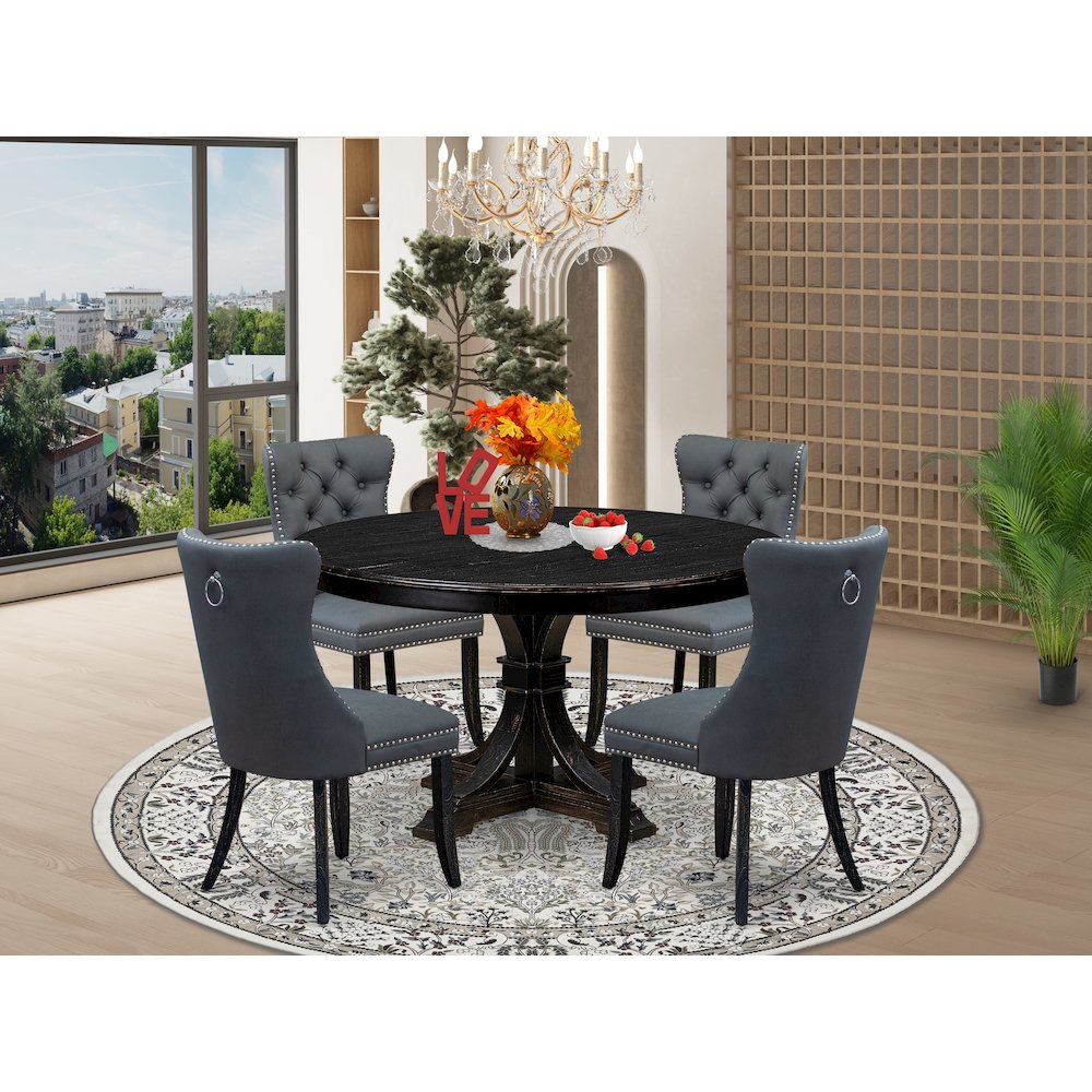 5-Piece Dining Room Set In Platinum Gray Color